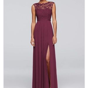 David’s Bridal Bridesmaid Wine Dress size 4